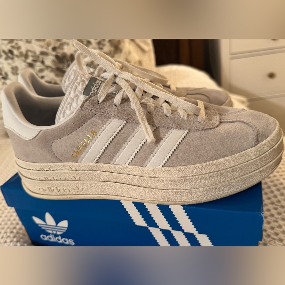 Adidas Gazelle Gray and White Women's Shoes